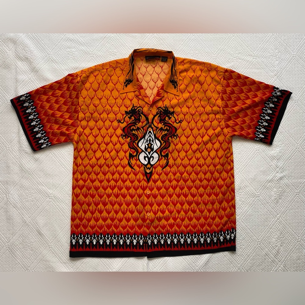 Y2K Dragonfly Clothing Company dragon scale button up